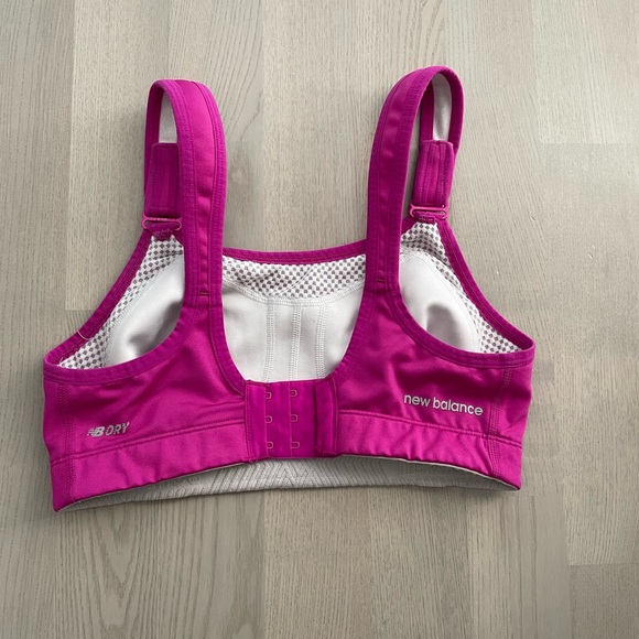 New Balance Medium Support Sports Bra in Hot Magenta Pink - Picture 2 of 11
